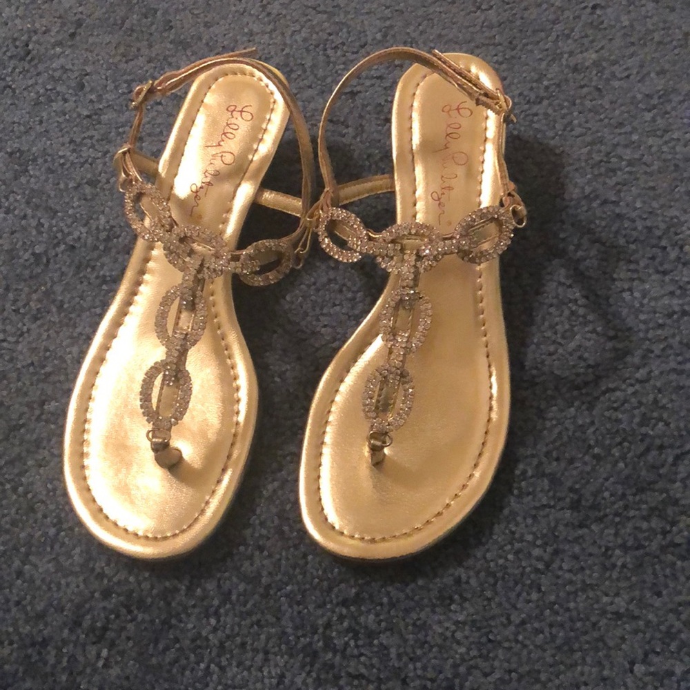Lilly Pulitzer gold wedges